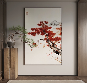 New Chinese Hanging Painting Chinese Hanging Painting New Chinese Potted Plant 3d model