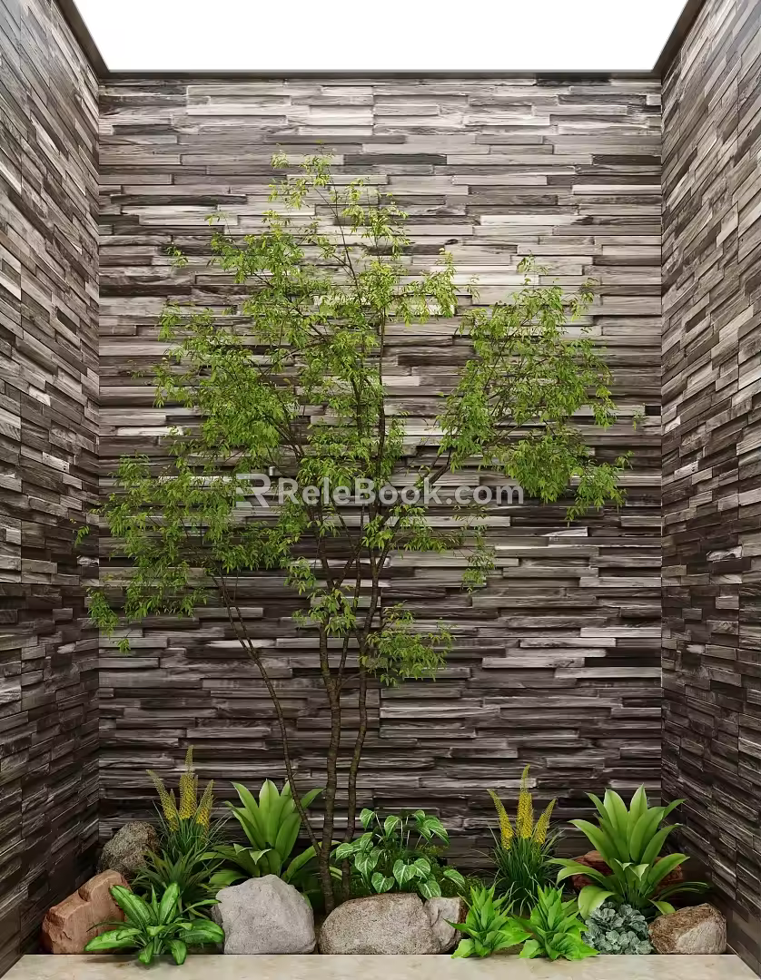Landscape plant stone tree 3d model