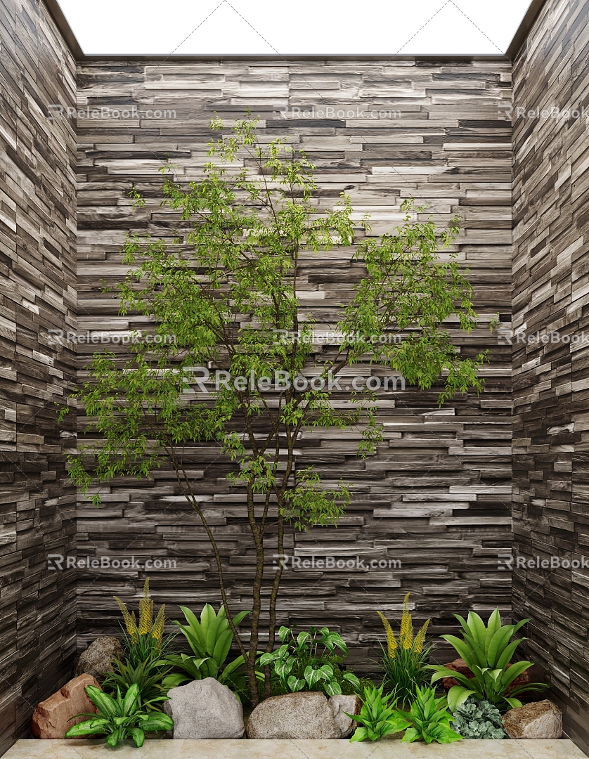 Landscape plant stone tree 3d model