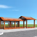 Wooden Pergola with Double Roof Lattice Panels and Bench Seating Under Blue Sky