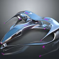 Futuristic Silver Spacecraft Design With Purple Accents For Cosmic Exploration