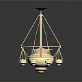 Elegant Golden Chandelier With Glass Shades And Hanging Design For Interior Decor