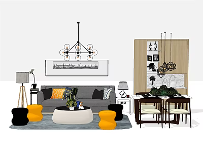 Modern sofa coffee table combination 3d model