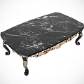 Luxury Black Marble Coffee Table With Gold Ornate Edges And Decorative Legs