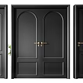 Black Hinged Doors Featuring Various Styles with Single Double Panel Glass Inserts 3d model