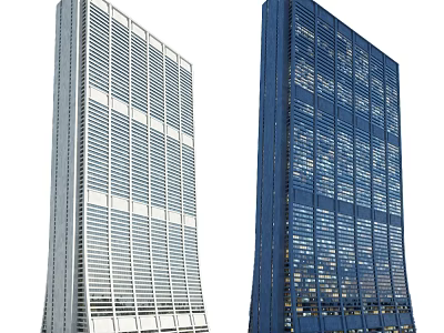 Modern Tall Office Buildings With Light And Dark Exteriors And Glass Windows 3d model