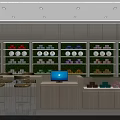Modern Health Supplement Store Front Desk Design With Product Shelves And Counter