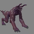 Purple Scary Game Movie Character Crawling With Long Ears Sharp Fangs And Claws