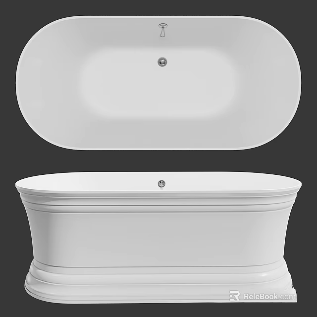 Oval Shaped White Freestanding Bathtub With Smooth Surface And Elegant Base 3d model