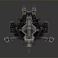 Detailed Sci Fi Spaceship Model With Metallic Texture Modular Structure Weapon Systems And Bottom Glow