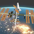 International Space Station With Space Shuttle Orbiting Earth Featuring Solar Panels And Modules 3d model