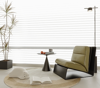 Modern Leisure Chair Single Sofa Side Corner Venetian Blinds 3d model