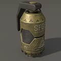 Brass Colored Military Grenade With SFG Marking Low Yield Geometric Patterns And Black Fuse Handle