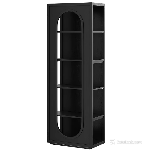 Black Decorative Cabinet with Open Shelves and Multiple Tiers Modern Minimalist Design 3d model 
