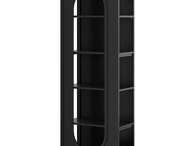 Black Decorative Cabinet with Open Shelves and Multiple Tiers Modern Minimalist Design 3d model