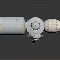 Modular Space Station Model With Metallic Docking Components And Cosmic Structure