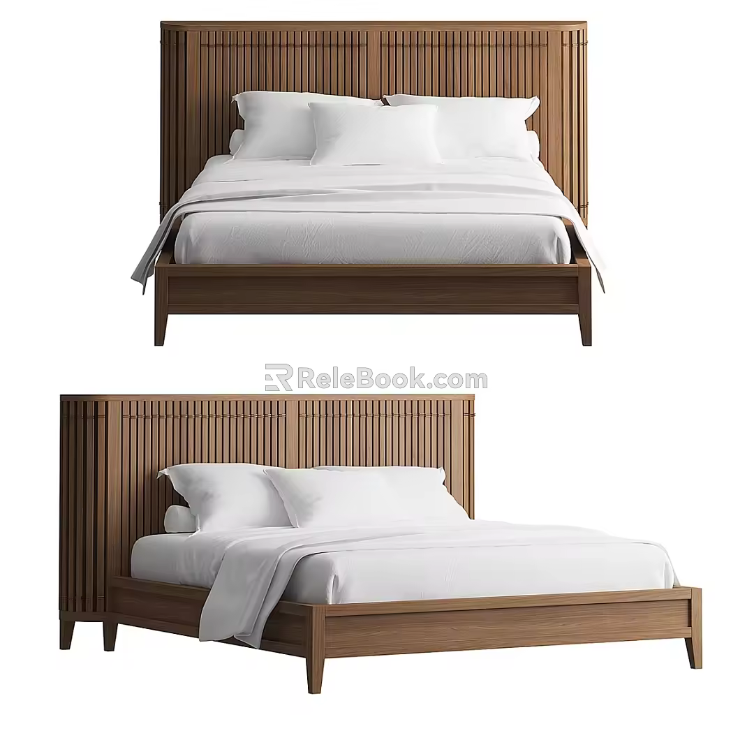 Nordic Simple Double Bed 3d model