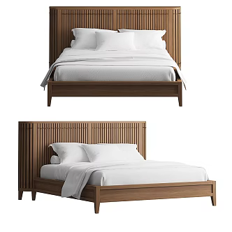 Nordic Simple Double Bed 3d model