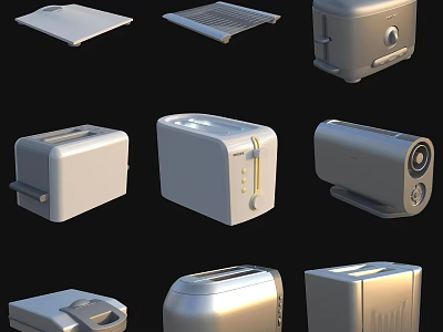 Modern Kitchen Appliances Collection of Various Toasters and Small Electrical Devices 3d model