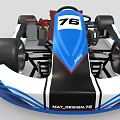 Blue and White Go Kart With Red Seat Black Wheels AKC Number 16