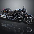 Modern Black Cruiser Motorcycle Featuring Chrome Exhaust Pipes Leather Seat and Alloy Wheels
