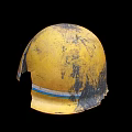 Worn Yellow Safety Helmet With Damaged Surface And Black Background 3d model