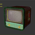 Vintage Old-fashioned Electronic Appliance With Wooden Case Television Screen And Knobs