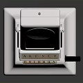 Silver Metal Sculpture Carving With Intricate Relief Patterns And Digital Display Elements
