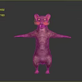 Standing Fictional Creature Character With Orange Ears Patterned Body And Outstretched Arms
