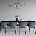 Modern Dining Table and Chair Combination Simple Dining Table and Chair Combination 3d model