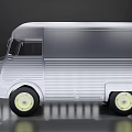 Vintage Silver Van With Streamlined Body Yellow Wheels And Retro Design