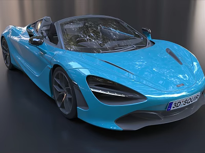 Blue Convertible Sports Car With Sleek Exterior Design And Aerodynamic Shape 3d model