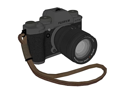 Fujifilm Professional Digital Camera With Vintage Design Leather Strap And Lens 3d model