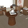 Middle-ancient style side a few corners a few circles a few magazine racks books desk calendar decorations 3d model