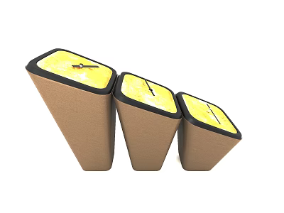 Three Conical Durable Commercial Equipment Units With Yellow Tops And Brown Bases 3d model