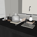 Modern Table Ornaments Books Kettle Incense Candle Wine 3d model