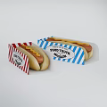 Grilled Hot Dogs Served in Food Truck Paper Boxes with Mustard and Fresh Buns