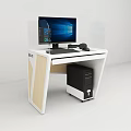 Modern Office Desks With Computer Monitors Keyboards Mice Headphones And Transparent Dividers