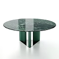 Round Green Marble Dining Table With Modern Metal Base And Sleek Design 3d model