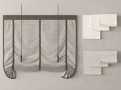Modern Roman Blinds With Various Fabric Styles For Home Window Decor 3d model