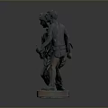 Three Men Detailed Bronze Sculpture Holding Hands On Rectangular Base