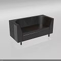 Modern Black Two Seater Sofa With Armrests And Slim Legs Design 3d model