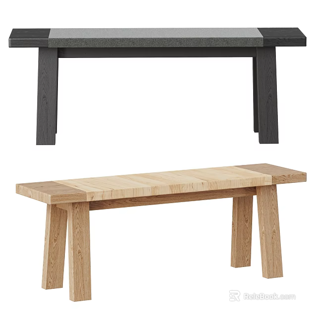 Modern Public Bench Design Featuring Light And Dark Wooden Materials For Outdoor Areas 3d model 