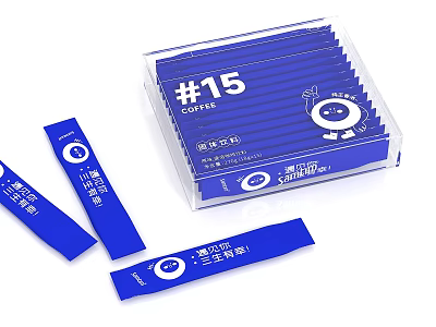 Blue Decorative Ornament Set With Stick Shaped Design And Transparent Packaging 3d model