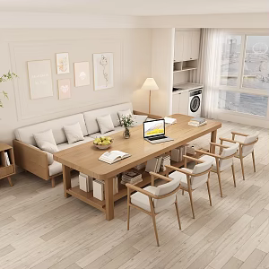 Living room big desk big sofa 3d model