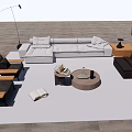 Modern Living Room Sofa And Coffee Table Set With Black Chairs Floor Lamp And Cactus