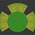 Green Round Table With Yellow Curved Benches Modern Furniture Design