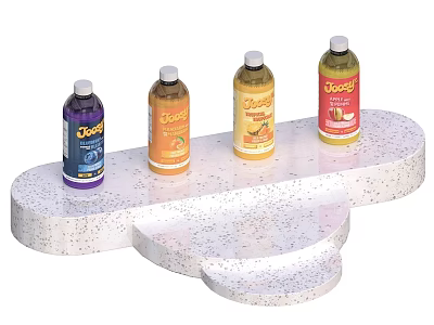 Colorful Bottled Juice Drinks With Various Flavors On White Speckled Display Stand 3d model