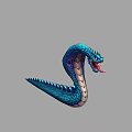 Blue Scaled Mythical Serpent Game Movie Character With Curved Body Open Mouth And Red Tongue