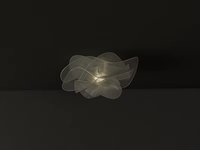 Modern Wavy White Mesh Ceiling Light with Light Source Shining Through on Black Background 3d model